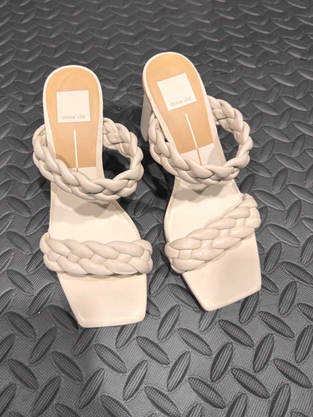 Dolce Vita Cream Braided Double-Strap Slide Heels